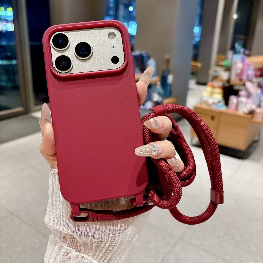 Phone Cases With Charms - Candy Einfarbige Crossbody-Riemen-Hülle für iPhone 18