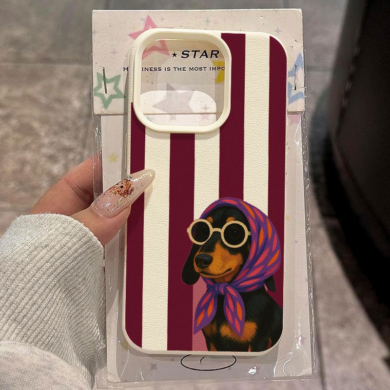 Phone Cases With Charms - Charmante rustikale Welpen-Handyhülle mit gestreiftem Kopftuch