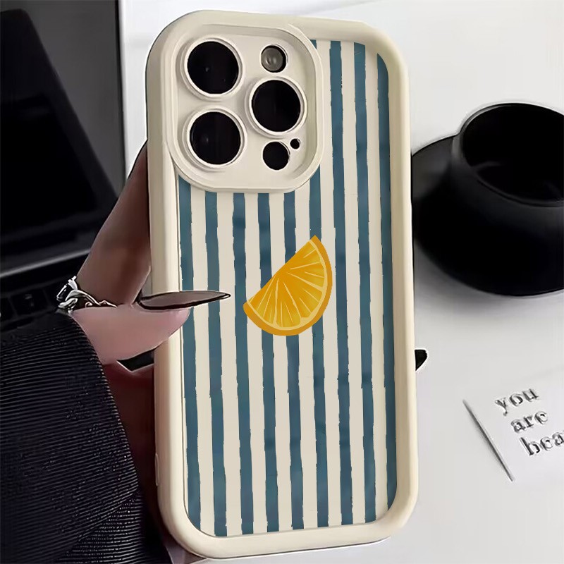 Apple Iphone 15 Pro Max - Gestreifte Zitronenscheiben-Muster-Handyhülle für iPhone 17 16